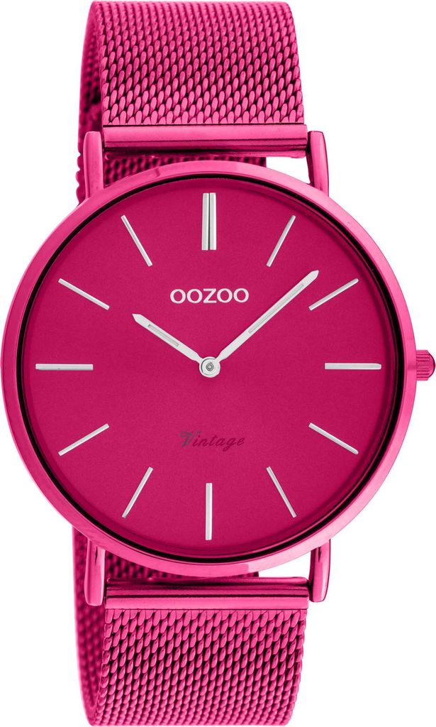 Oozoo Armbanduhr pink Metall Mesh Vintage Series Damen Analog-Quarzuhr UOC20275