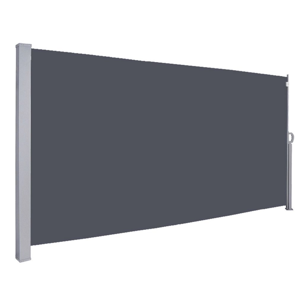 EINFEBEN Seitenmarkise Markisen Ausziehbar 180x300cm Alu Sichtschutz Windschutz Sonnenschutz Seitenrollo Grau