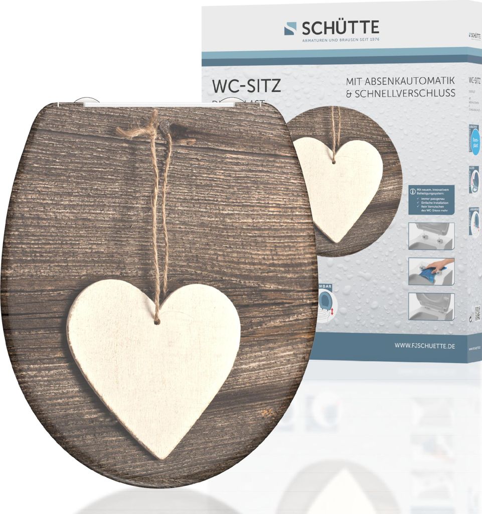 SCHÜTTE WC Sitz WOOD HEART, Duroplast Toilettendeckel mit Produktbild 1