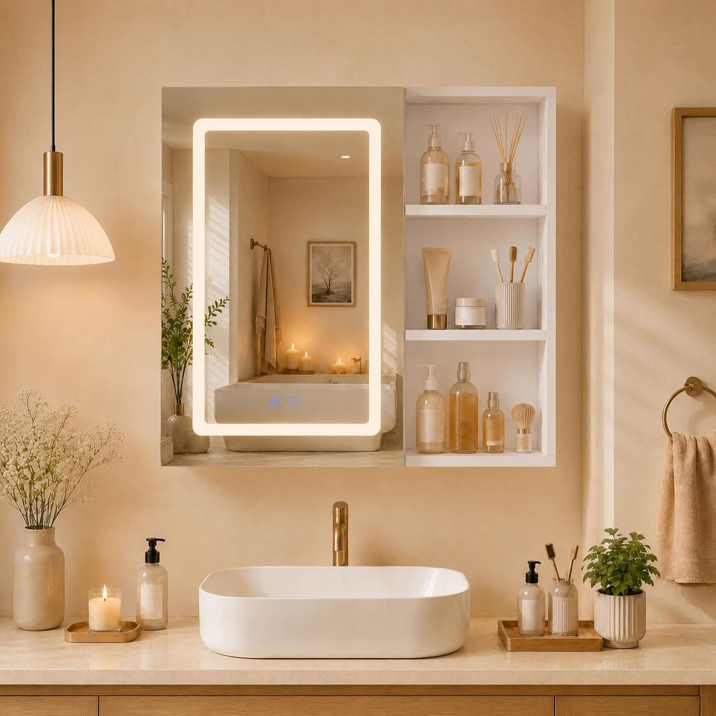 Specchio da bagno illuminato LED, 60 cm, con funzione Immagine del prodotto 