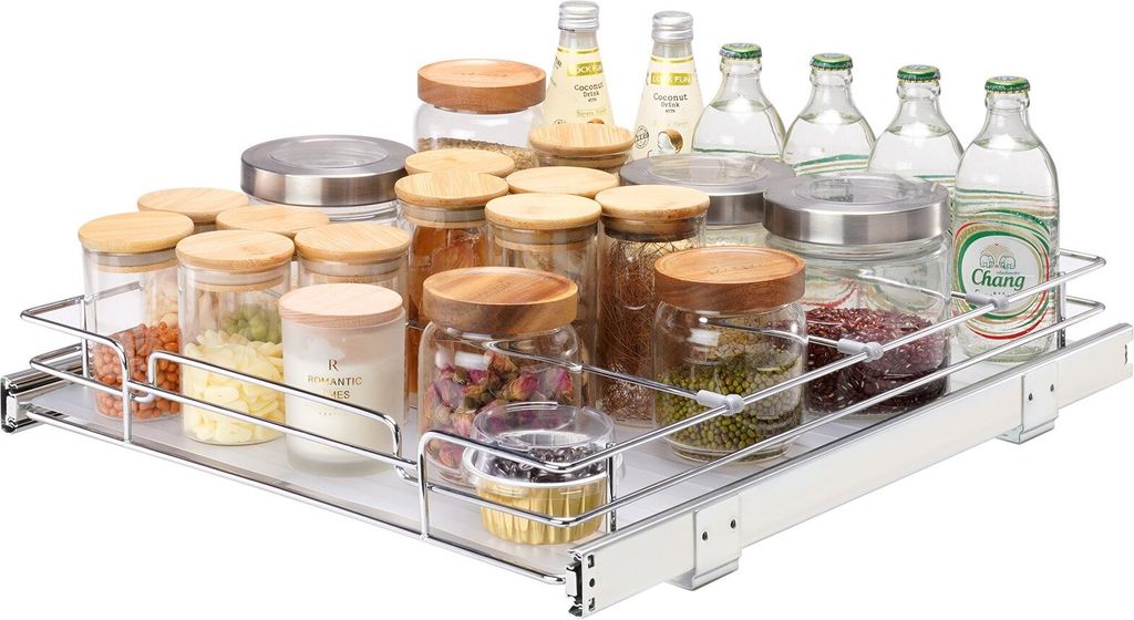 Ausziehbares Spülschrankregal Küchenschrank Gewürzregal, 432 x 533 x 63,5 mm Waschbecken Regal Herausziehbarer Schrank 13 kg Belastbarer Organiz...