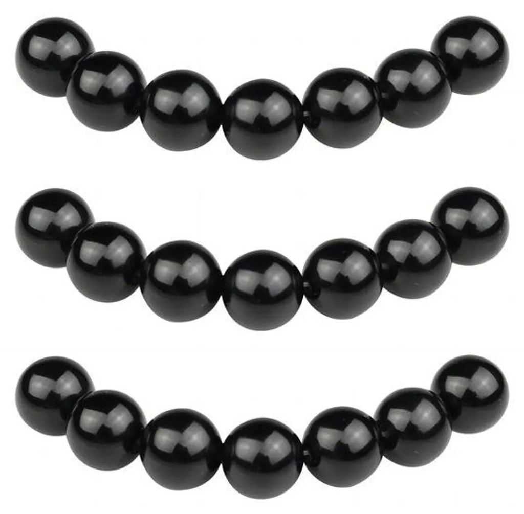 Matériel pour fabriquer vos bijoux : 35 perles obsidienne noire 10 mm