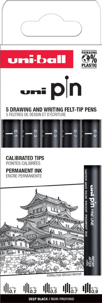 uni-ball Fineliner PIN ASP008 5er Set