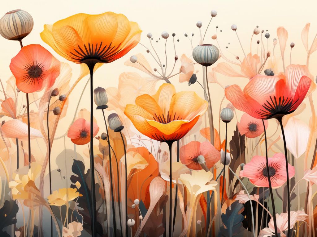 Plakat 20x15cm Tanzende Mohnblumen