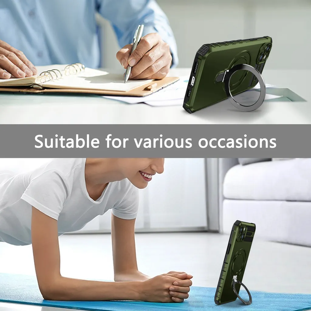 Custodia iPhone 15 Verde MagSafe con Anello: Design e Protezione - 7
