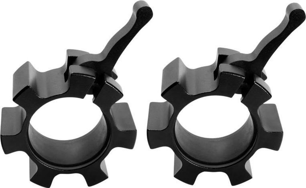 GORILLA SPORTS Hantelverschlüsse - Schwarz, 1 Paar, für 50mm Olympic Bar, Aluminium - Hantelstangen Verschluss, Barbell Halsbänder, Schnellver...