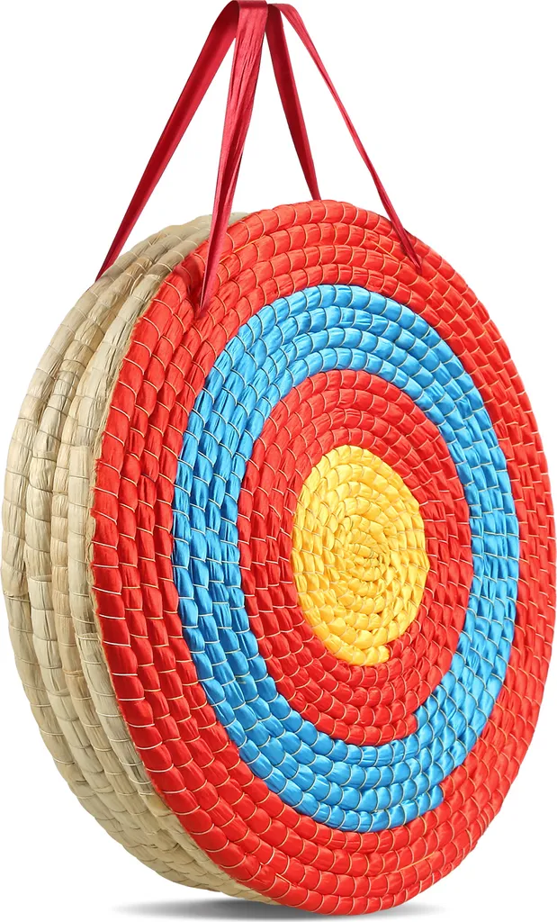 Cible de tir à l'arc pour jardin en paille ronde avec corde de suspension