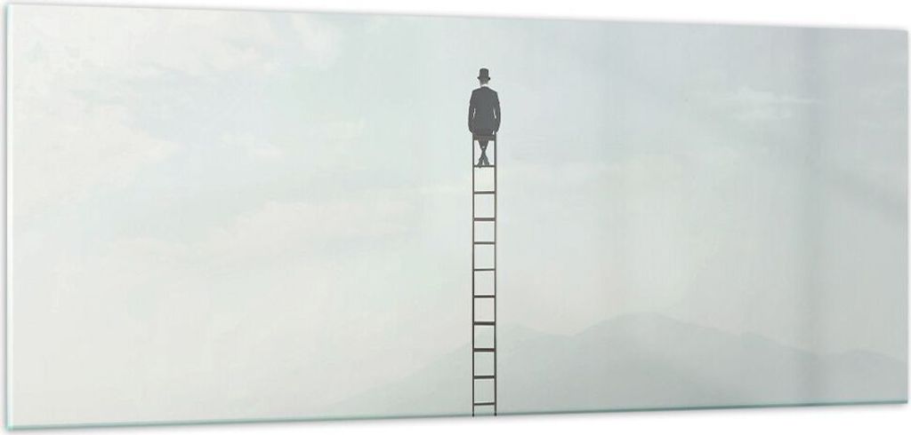 Bilder auf glas - Einteilig - Leiter Himmel Symbol - 100x40cm - Glasbilder - Wandbilder - Bilder - zum Aufhängen bereit - Wanddekoration aus Glas ...