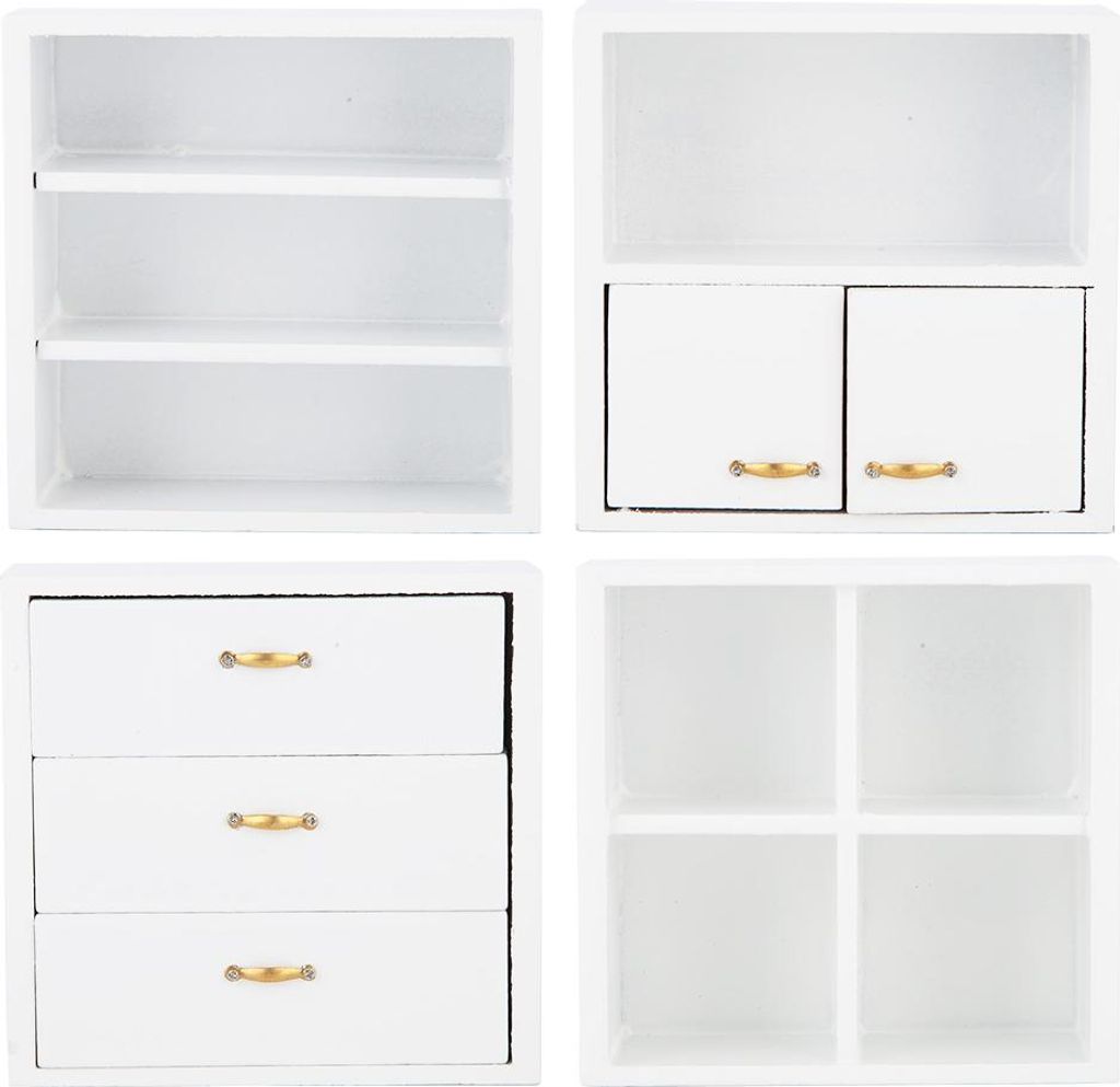 1:12 Mini Holzschrank Möbel Wohnzimmer Schlafzimmer Einheit für Dollhouse (weiß)