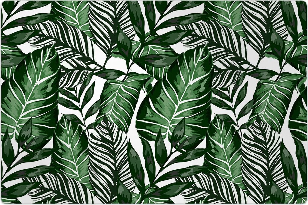 Küchenmatte 100x150 cm Vinylmatte Bodenmatte Dekoration -tropisches Blattwerk Palmen