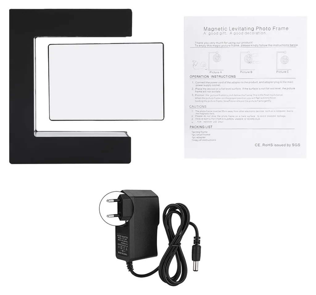 Cadre photo flottant magnétique avec éclairage LED décoratif et design