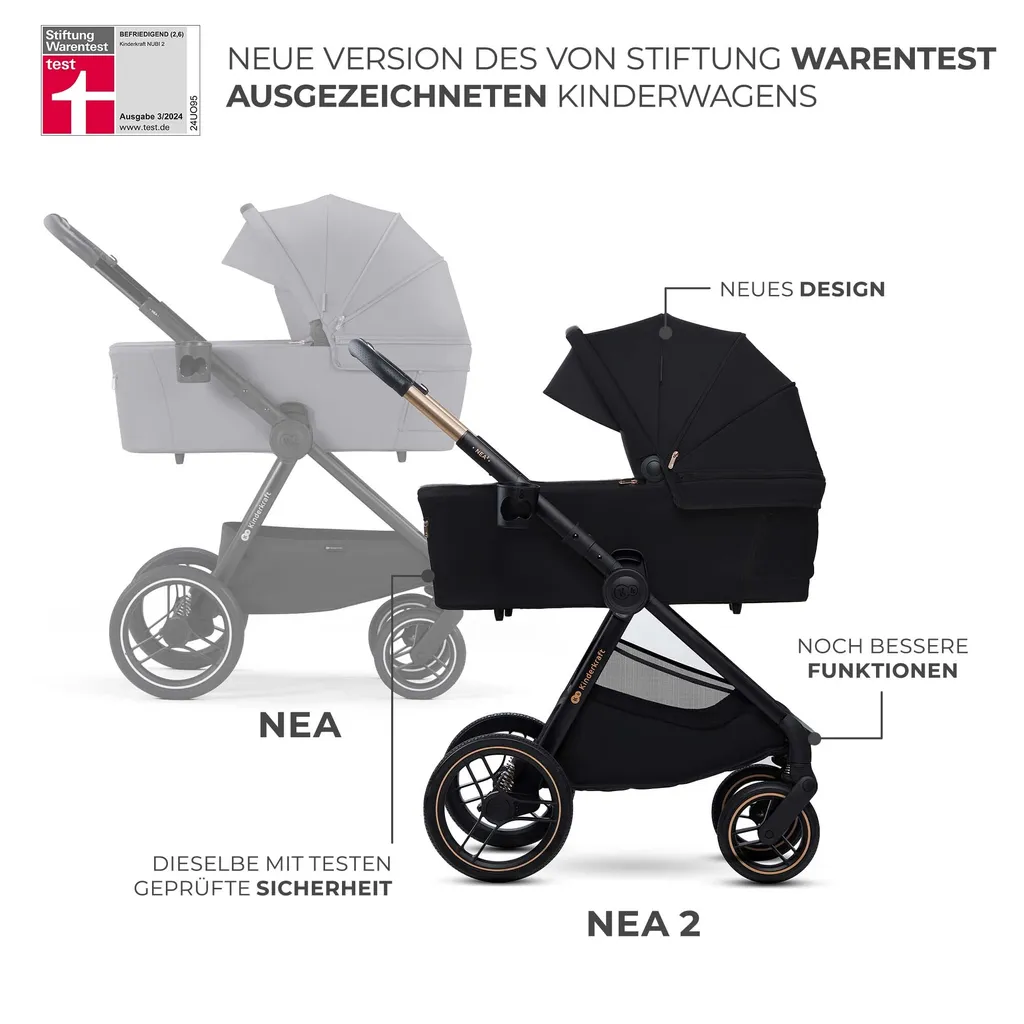 Poussette Nea 2 Midnight Noir : Solution légère pour petits coffres - 22