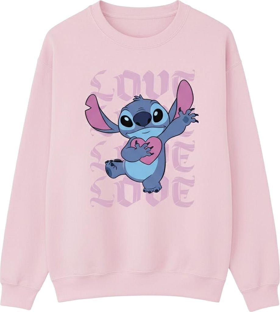Lilo & Stitch - "Valentine Love" Sweatshirt für Damen BI54181 (XXL) (Babyrosa)