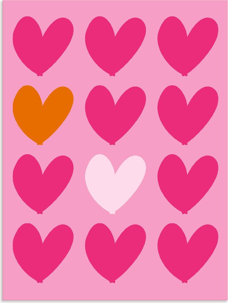 ARTland Wandbild Alu für Innen & Outdoor Herzen auf pink Größe: 45x60 cm