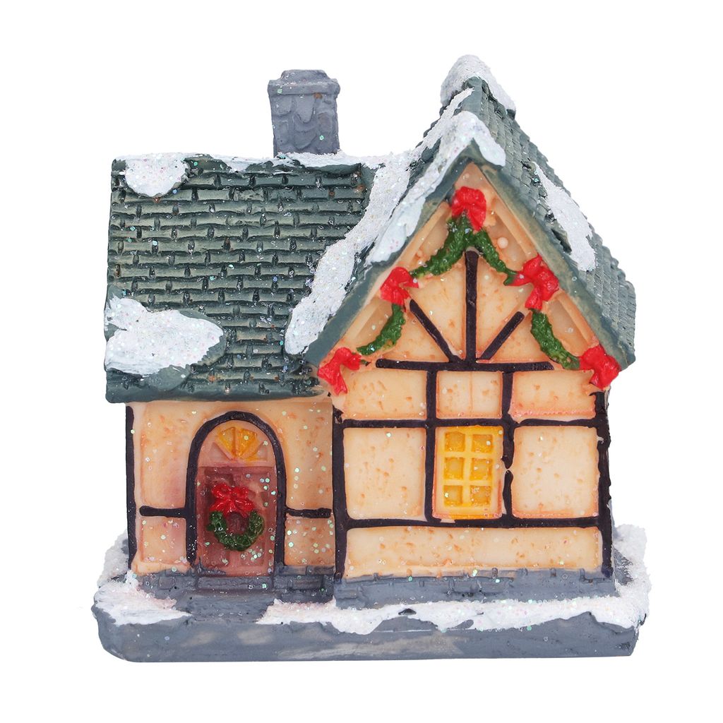 Weihnachten Haus Ornament,Weihnachten Dorf,Weihnachten Harz Haus Dekoration,Weihnachten Harz Haus,Weihnachten Haus mit LED-Lichter dekorieren,Harz ...