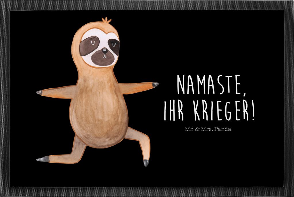 Mr. & Mrs. Panda Fußmatte Faultier Yoga 50 x 75 cm - Schwarz - Geschenk, Entspannung, Namaste, faul, Gummimatte, Türvorleger, Bodenvorleger, Schm...