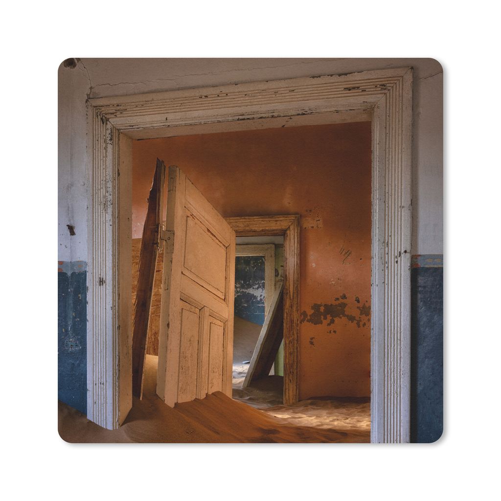 MuchoWow Mauspad Mousepad Tür - Sand - Haus - Architektur 20x20 cm - Mousepads - Maus Mat - Pad - Mausunterlage - Desk Mat - Bureauartikeln