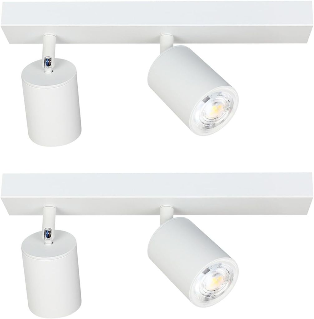 ZMH LED Deckenleuchte Weiß Deckenstrahler 2 Flammig 2ER GU10 Deckenlampe 330°Schwenkbar Deckenspots Modern Industrial Wandstrahler für Flur Badz...