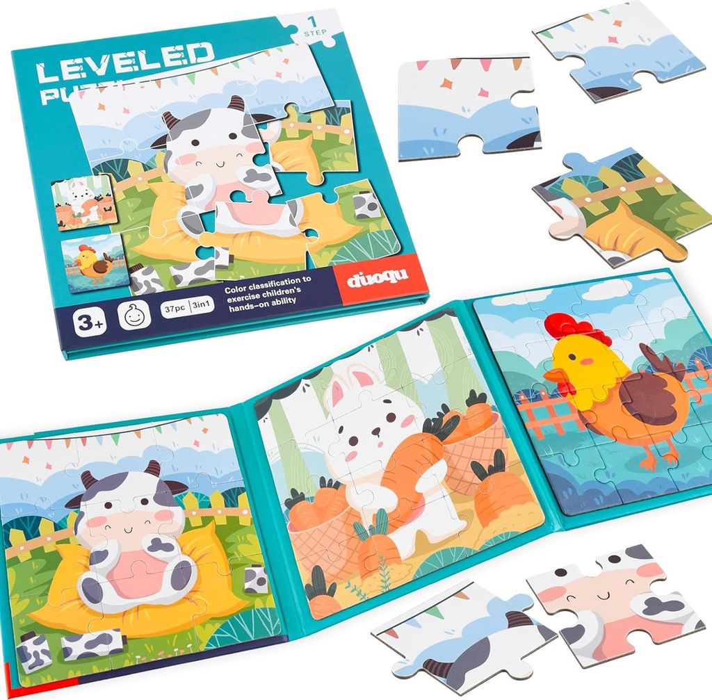 OKWISH Lernspielzeuge, Magnetisches Puzzlebuch Level 1, Fröhlicher Bauernhof, Puzzle-Spielzeug, Kreativ & Lernspaß für Kinder, Fördert Feinmoto...