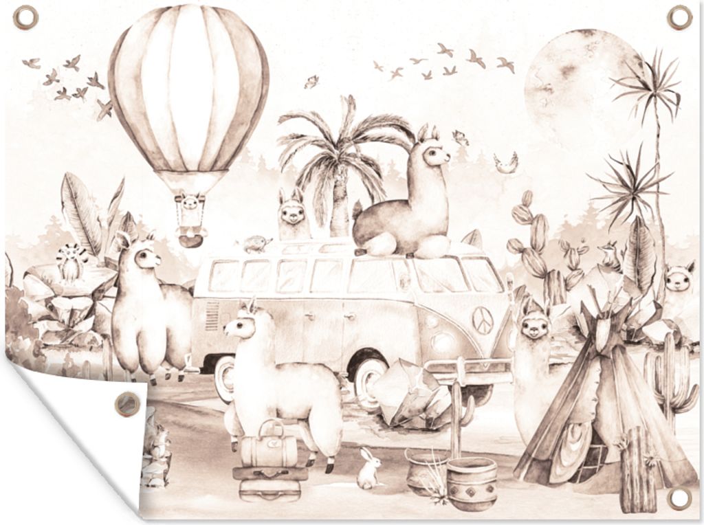 MuchoWow 40x30 cm Outdoor-Poster Gartendeko Sichtschutz Garten Poster für den Garten Alpaka - Tiere - Jungen - Mädchen