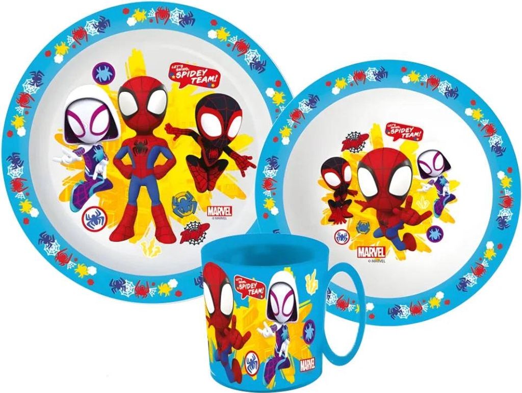 Marvel Spiderman Spidey Kinder Geschirr-Set 3 tlg Teller Produktbild 