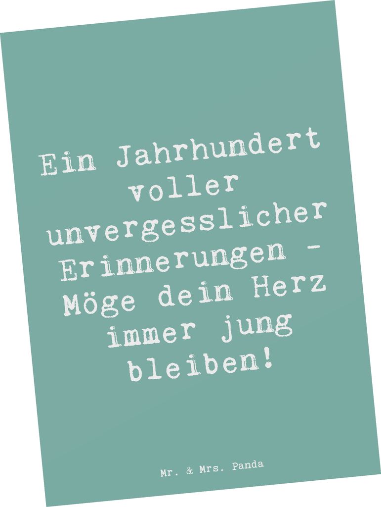 Mr. & Mrs. Panda Postkarte Spruch 100. Geburtstag Erinnerungen - Meeresbrise - Geschenk, Jubiläum, Feier, unvergessliche Momente, Postkarten, bild...