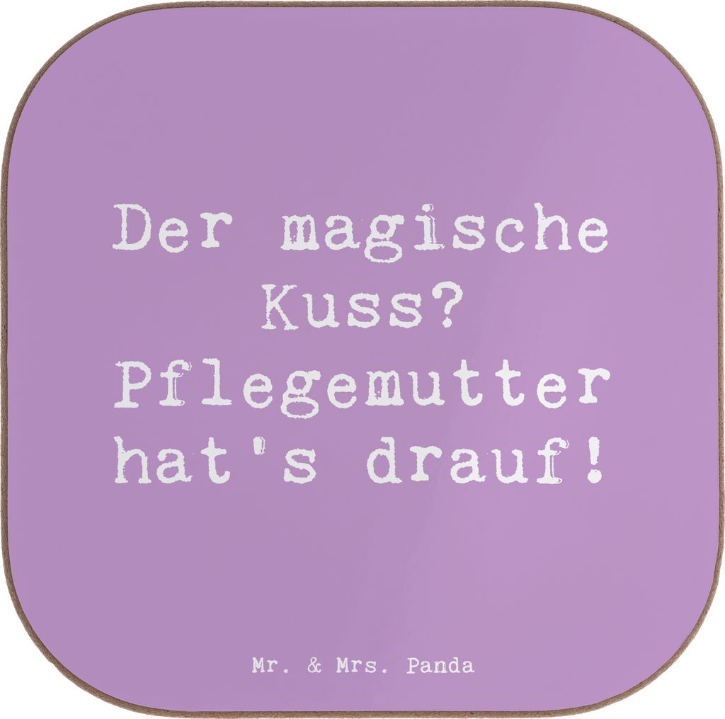 Mr. & Mrs. Panda Tassen Untersetzer Spruch Pflegemutter Kuss - Lavendeltraum - Geschenk, Verwandte, Trost, Magie, Holzuntersetzer, Coaster, Glas, T...
