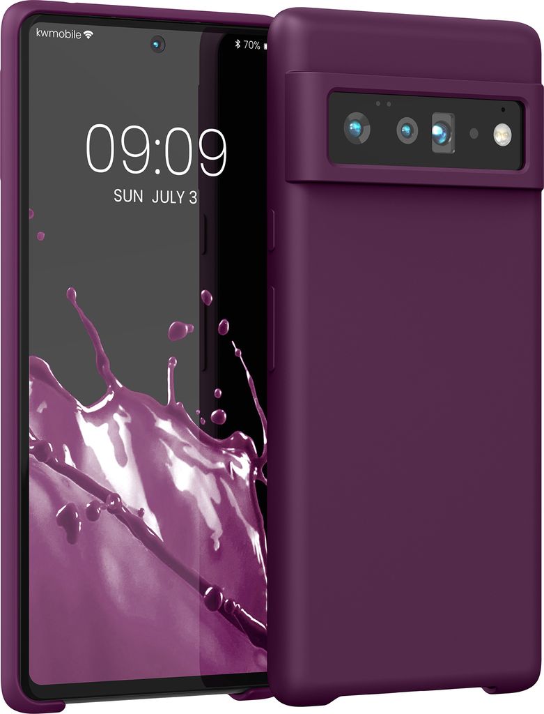 kwmobile Hülle kompatibel mit Google Pixel 6 Pro Hülle - Silikon Handy Case - Handyhülle weiche Oberfläche - kabelloses Laden - Bordeaux Violett