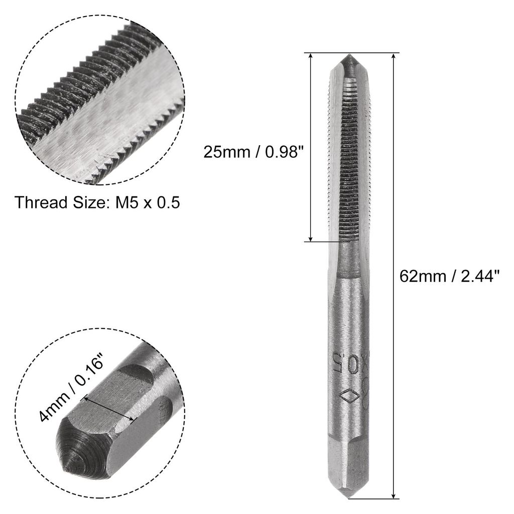 Paar metrische Handgewindebohrer-Sets, M5 x 0,5 Kegel-/Gewindebohrer aus legiertem Werkzeugstahl, Gewindebohrer-Set, Handgewindeschneidwerkzeuge f...
