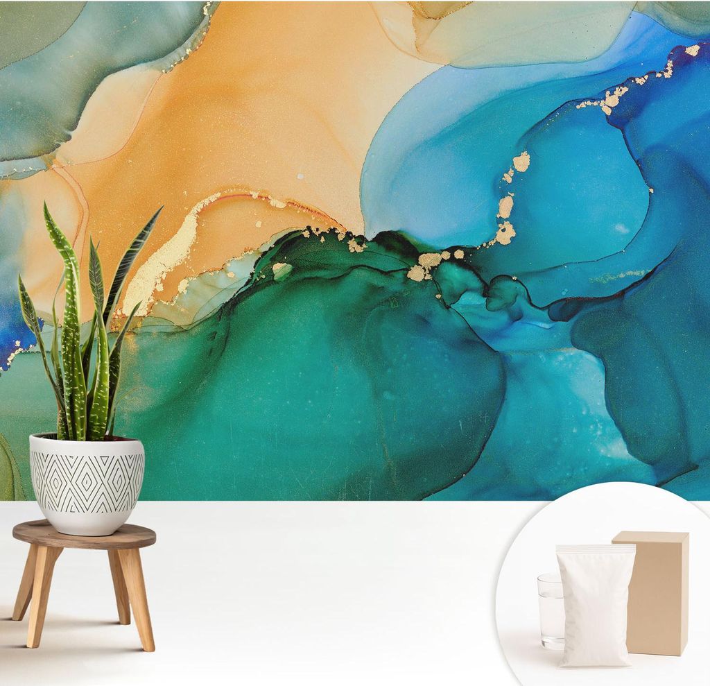 Fototapete - 208x146 cm - Tapete - Wandtapete - Wandbilder - Dekofolie - Tapete Folie - Wand - Dekoration - Wohnzimmer - Bunte Wellen