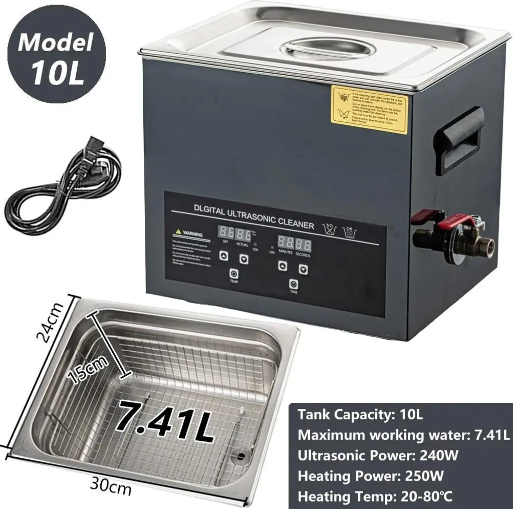Nettoyeur ultrasons 10L haute puissance 240W avec affichage numérique