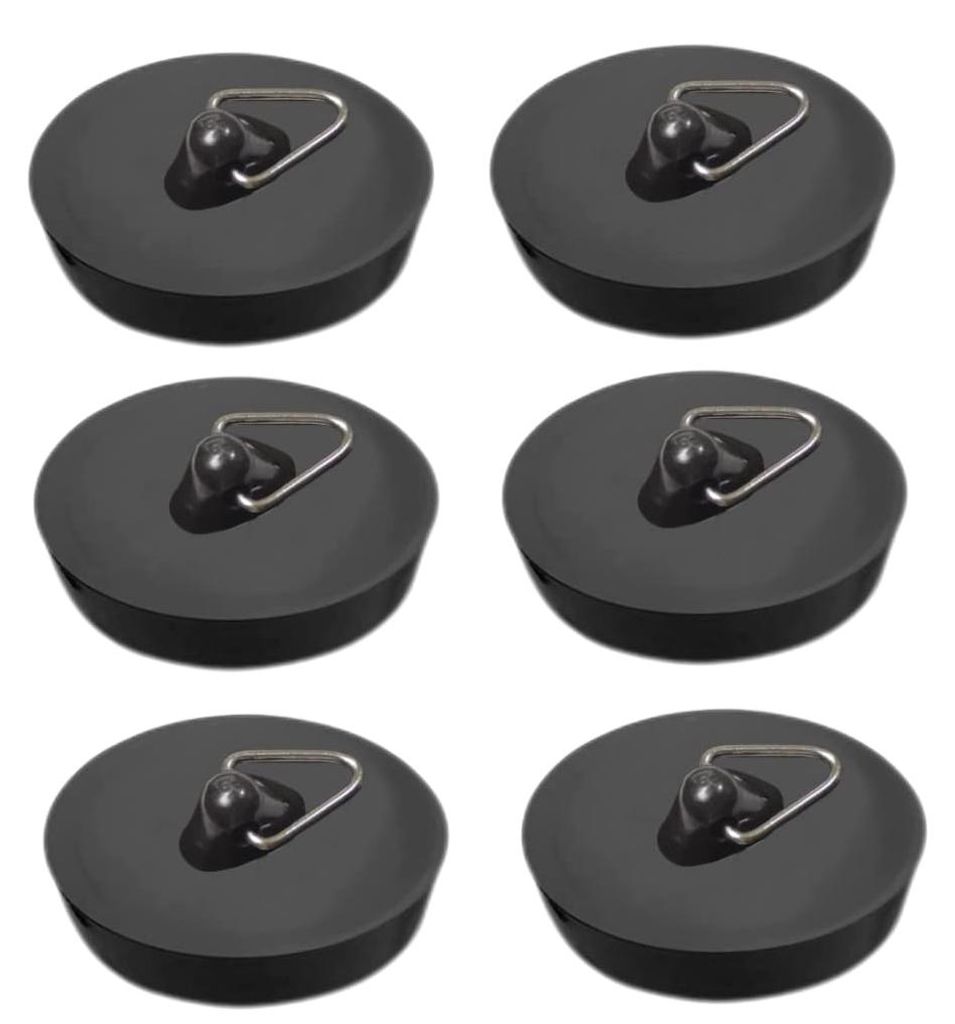Set mit 6 Gummi-Abflussstopfen, Universalstopfen für Spülbecken und Badewannen, schwarze Stopfen für Küchenspülen, Spülbeckenstöpsel, dicht ...