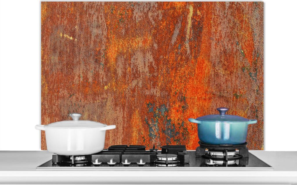 KitchenYeah Spritzschutz Küche - Küchenrückwand - Wandschutz für Herd und Spüle - Rost - Industriell - Stahl 100x65 - Alu-Dibond (Alternati...