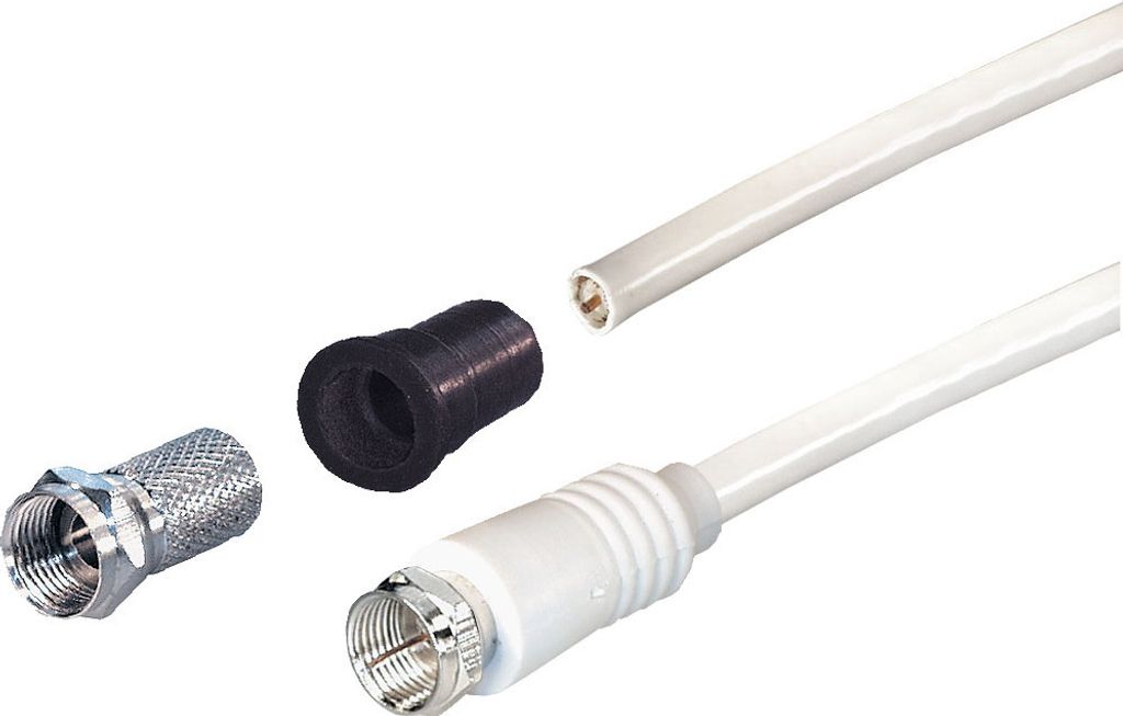 Koaxialkabel-Set 10m F-Stecker gerade - offenes Ende + Twist On F-Stecker + Wasserschutztüllen