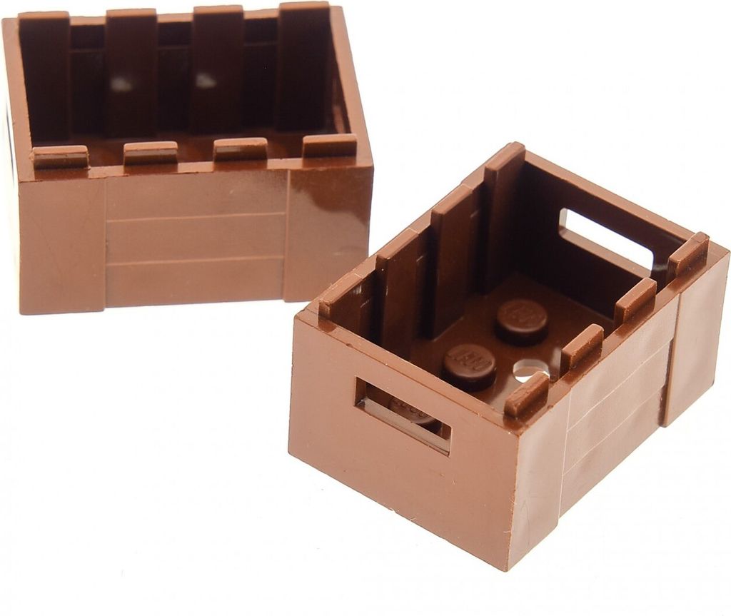 2x Lego Container Kiste 3x4x1 2/3 Griffe rot braun Box Produktbild 