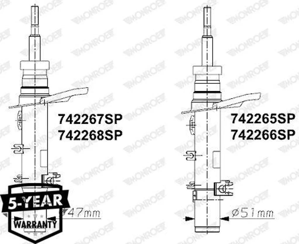 Amortisseur de suspension pour C4 et C3 - Réf OE 9809713180 Monroe