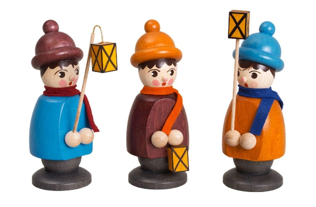Miniaturfiguren 3 Laternenkinder bunt Höhe 10cm NEU