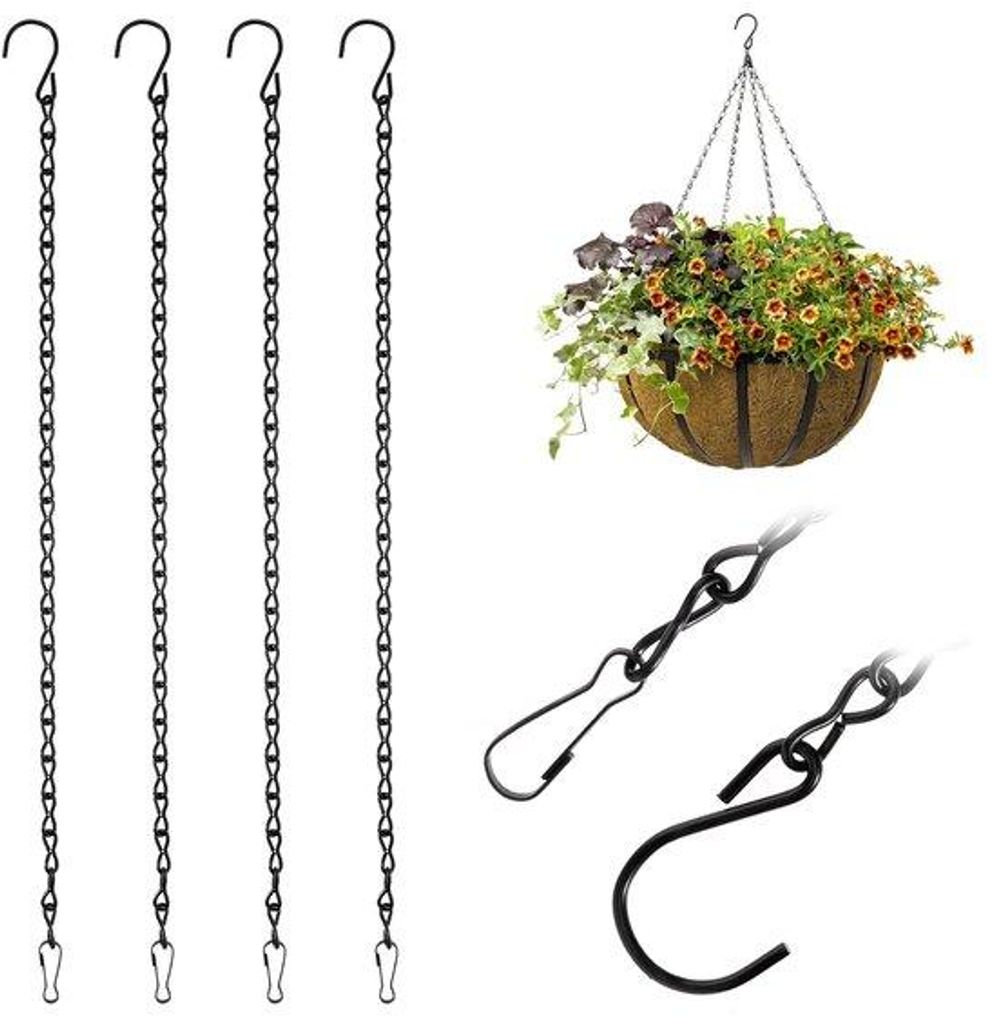 Set aus 4 Vogelhäuschenketten mit Haken, 50 cm Vogelhäuschenketten, schwarze Metallketten, Vogelhäuschenhänger für Vogelhäuschen, Vogelfutter...