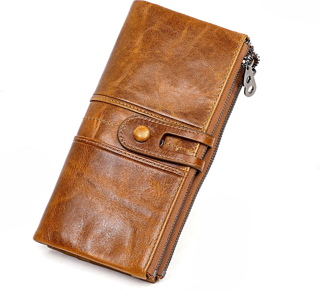 STILVORA Geldbörse Damen, RFID Geldbörse echt Leder, Langbörse dreifach gefaltet, Multifunktion Portemonnaie, Münzfach & Kartenetui, Braun