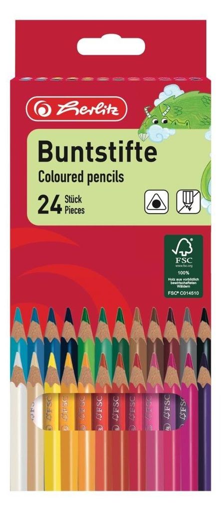 herlitz crayons de couleur triangulaires, étui carton de 24 Image du produit 