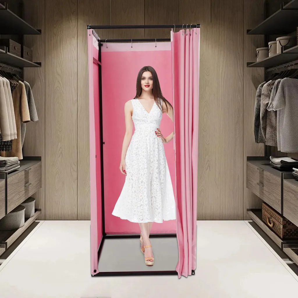 Cabine d'essayage amovible rose pour boutique et salon événementiel