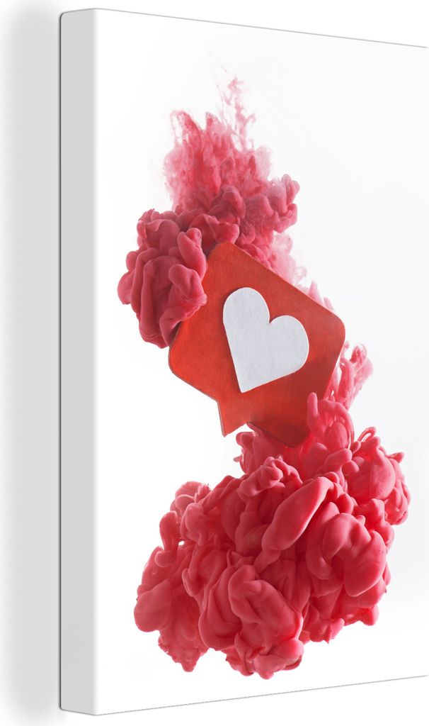 OneMillionCanvasses - Leinwandbilder - 90x140 cm, Herz - Rauch - Rot, Wandbilder Kunstdruck Wanddekoration - Foto auf Leinwand - Gemälde auf Hol...