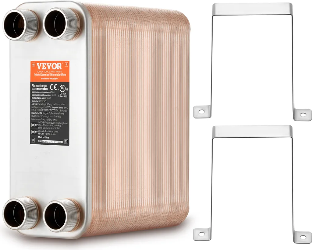 Échangeur de Chaleur Inox 316L Robuste à 100 Plaques Brasage Cuivre