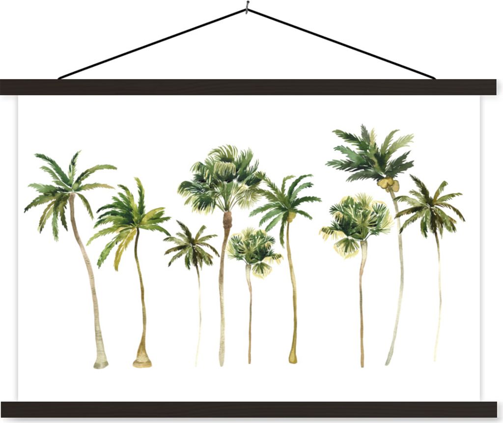 MuchoWow Textilposter Dschungel - Palme - Grün 120x80 cm mit schwarzem Rahmen - Wanddeko