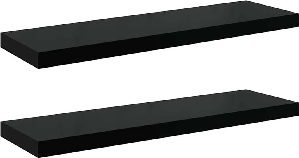 vidaXL Schweberegale 2 Stk. Hochglanz-Schwarz 80x23,5x3,8 cm MDF