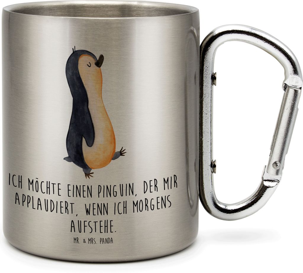 Mr. & Mrs. Panda Teetasse Pinguin marschieren - Transparent - Geschenk, Thermobecher, Familie, Aufstehen, Bruder, Isolierbecher, Unausgeschlafen, E...