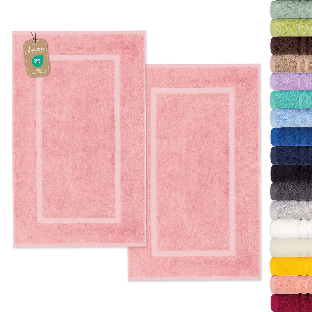 Lavea® 2er Set Badematte 50x80 cm, Badezimmerteppich 100% Produktbild 