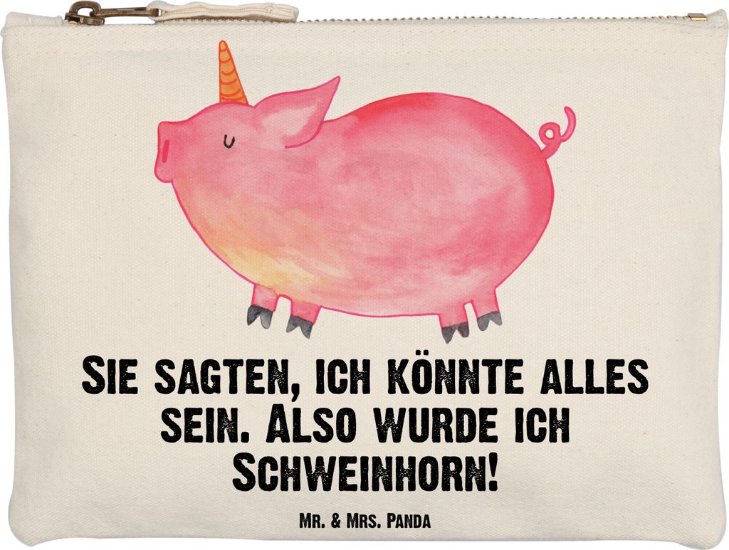 Mr. & Mrs. Panda Etui Einhorn Schwein Grösse XL Große - Weiß - Geschenk, Englisch, Party, Stoffbeutel, Kulturbeutel, Bauer, Schulmäppchen, Einh...