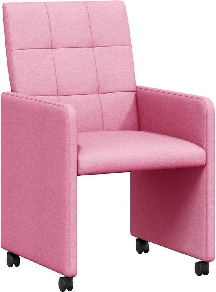 vidaXL Esszimmerstühle mit Rollen 2 pcs Rosa 58 x 65 x 94 cm Stoff