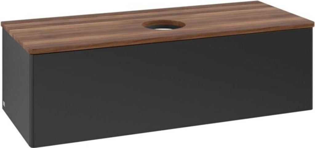 V&B Waschtischunterschrank ohne Frontstruktur, mit Beleuchtung Antao 120x36x50cm, WBP-farbe w. wal, bla m Lac